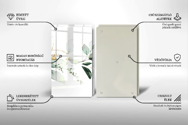 Cache plaque de cuisson Feuilles d'aquarelle