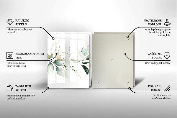 Cache plaque de cuisson Feuilles d'aquarelle