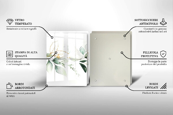 Cache plaque de cuisson Feuilles d'aquarelle