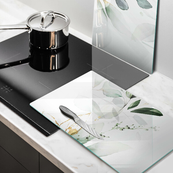 Cache plaque de cuisson Feuilles d'aquarelle