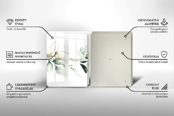 Cache plaque de cuisson Feuilles d'aquarelle