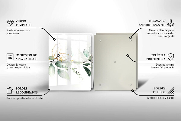 Cache plaque de cuisson Feuilles d'aquarelle