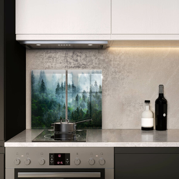 Cache plaque de cuisson Forêt dans le brouillard