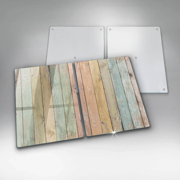 Cache plaque de cuisson Planches vintage colorées