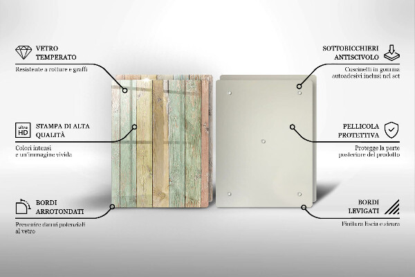 Cache plaque de cuisson Planches vintage colorées