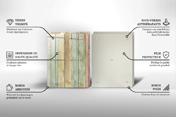 Cache plaque de cuisson Planches vintage colorées