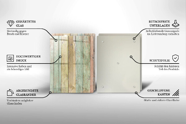 Cache plaque de cuisson Planches vintage colorées