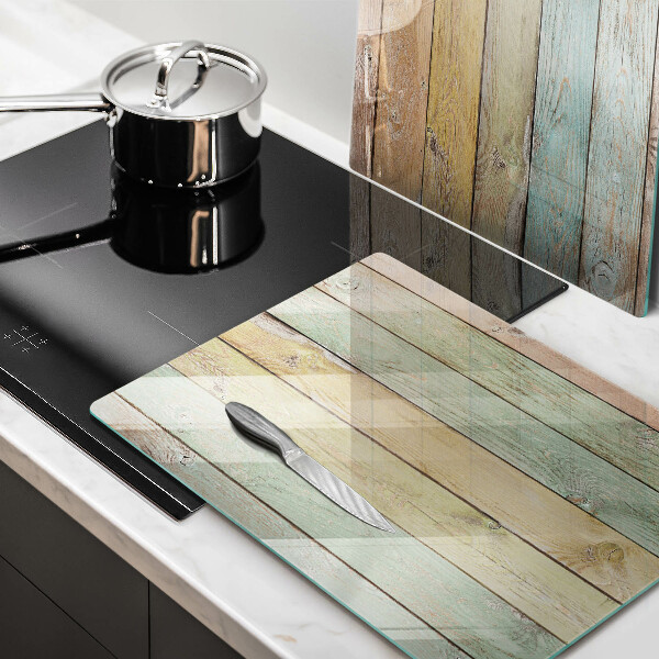 Cache plaque de cuisson Planches vintage colorées