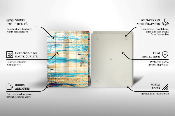 Cache plaque de cuisson Planches de bois rétro