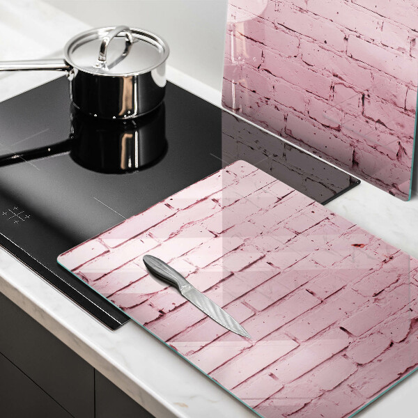 Cache plaque de cuisson Mur de briques pastel