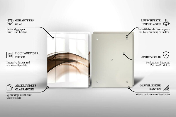 Cache plaque de cuisson Lignes brunes abstraites