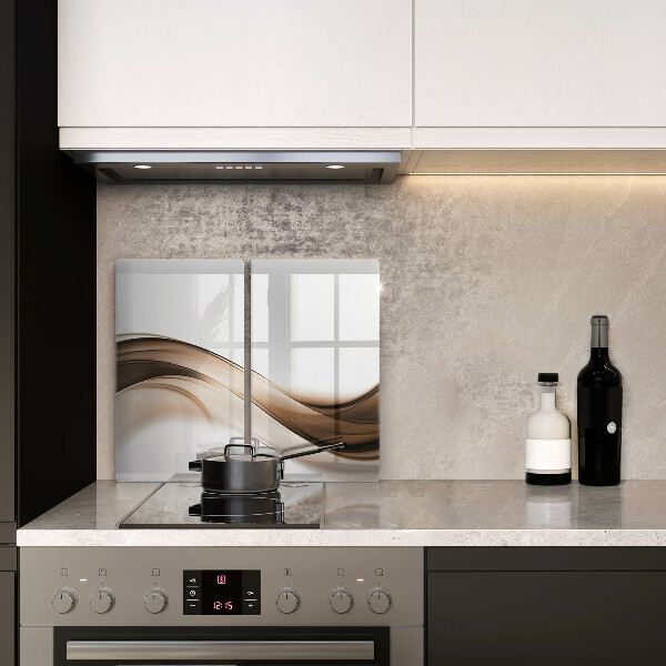 Cache plaque de cuisson Lignes brunes abstraites