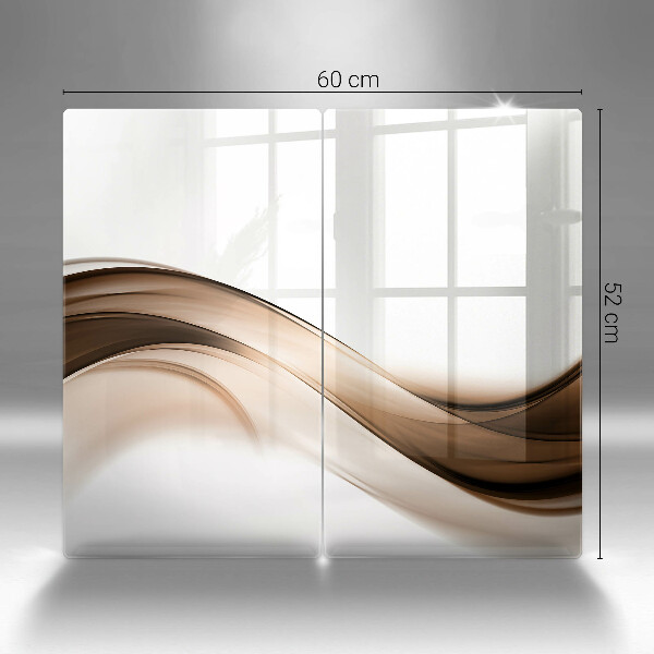 Cache plaque de cuisson Lignes brunes abstraites