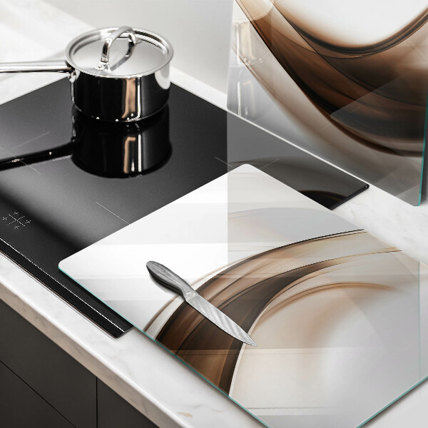 Cache plaque de cuisson Lignes brunes abstraites