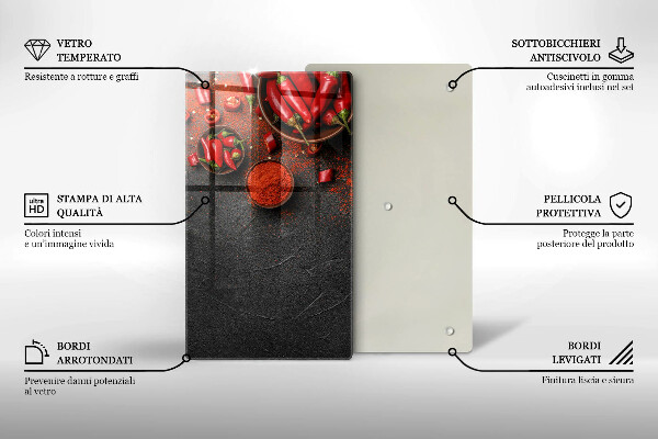 Planche à découper verre Piments rouges