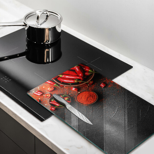 Planche à découper verre Piments rouges