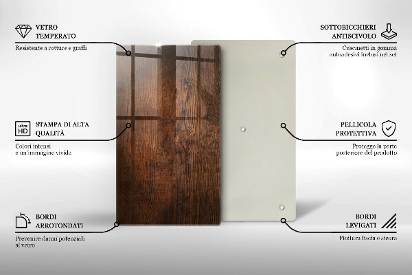 Protection pour plaque de cuisson Planche de bois foncé