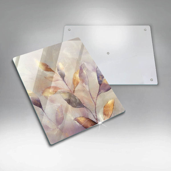 Protection pour plaque de cuisson Feuilles de bohème peintes