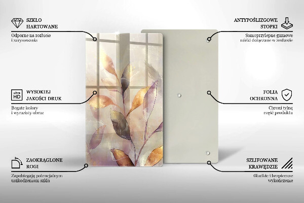 Protection pour plaque de cuisson Feuilles de bohème peintes