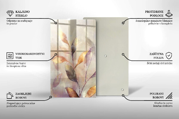 Protection pour plaque de cuisson Feuilles de bohème peintes