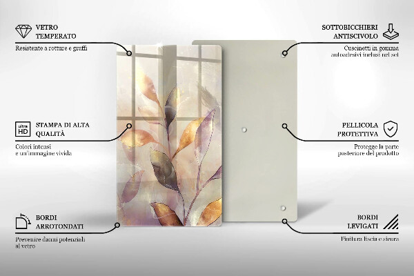 Protection pour plaque de cuisson Feuilles de bohème peintes