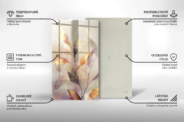 Protection pour plaque de cuisson Feuilles de bohème peintes