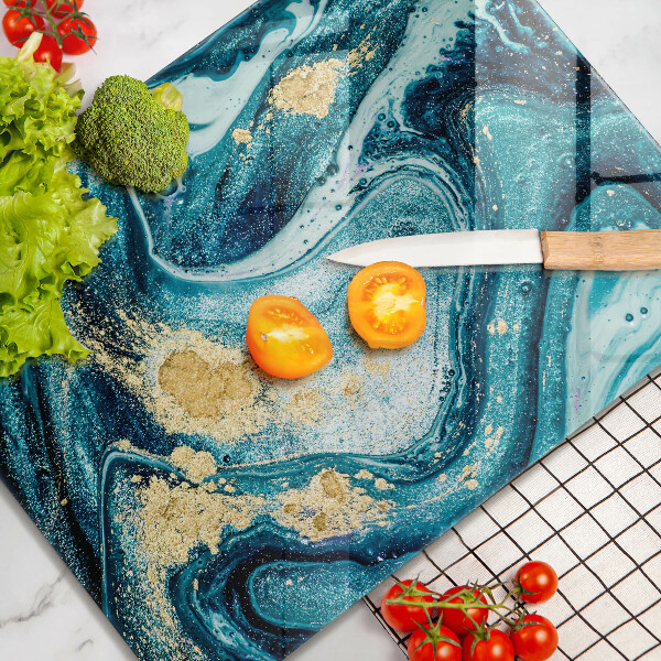 Protection pour plaque de cuisson Abstraction d'or bleu