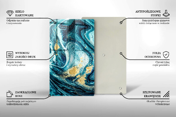 Protection pour plaque de cuisson Abstraction d'or bleu