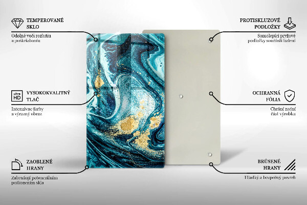 Protection pour plaque de cuisson Abstraction d'or bleu