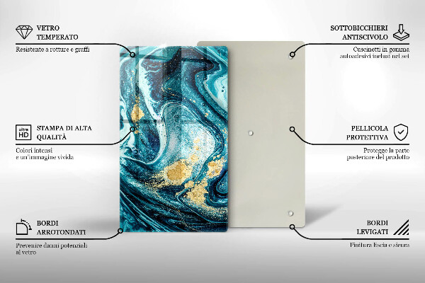 Protection pour plaque de cuisson Abstraction d'or bleu