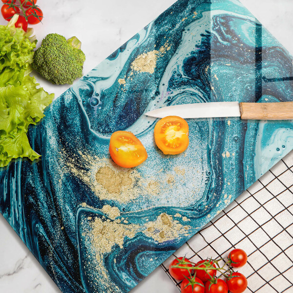 Protection pour plaque de cuisson Abstraction d'or bleu