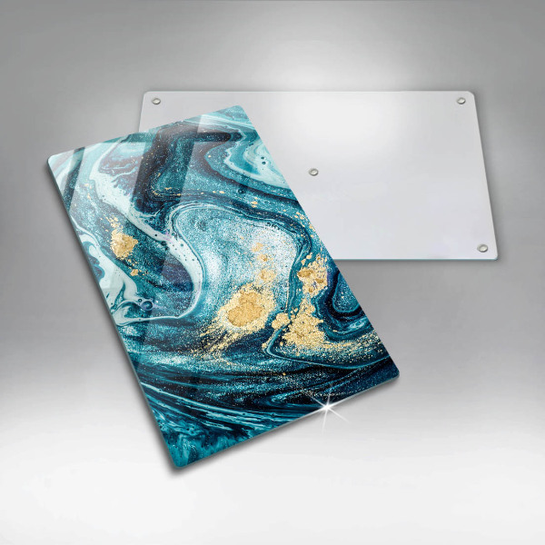 Protection pour plaque de cuisson Abstraction d'or bleu