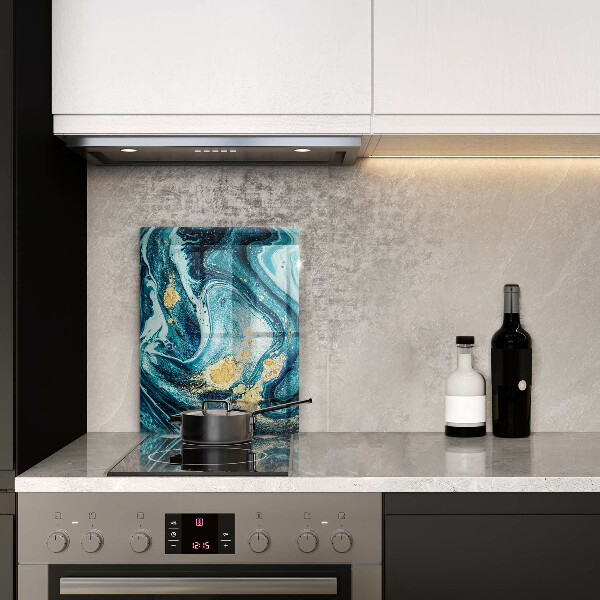 Protection pour plaque de cuisson Abstraction d'or bleu