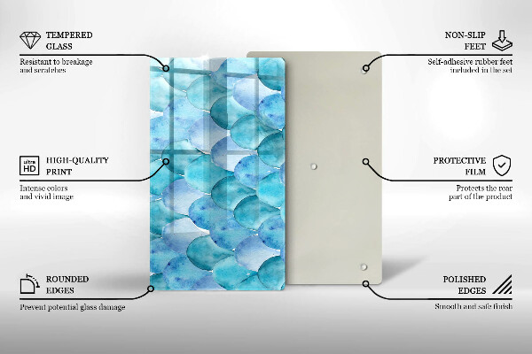 Protection pour plaque de cuisson Écailles d'aquarelle