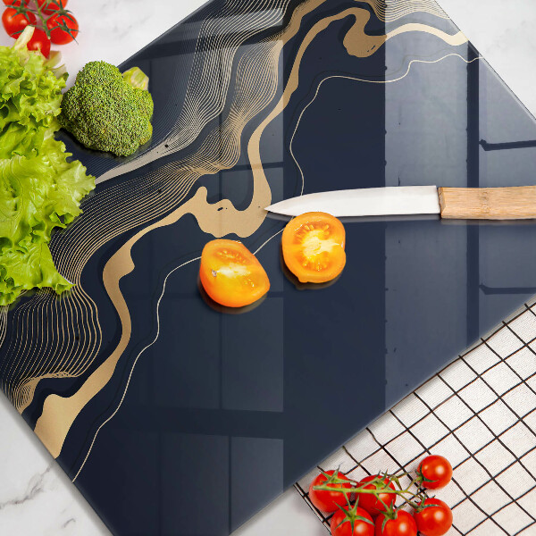 Planche à découper verre Lignes dorées abstraites