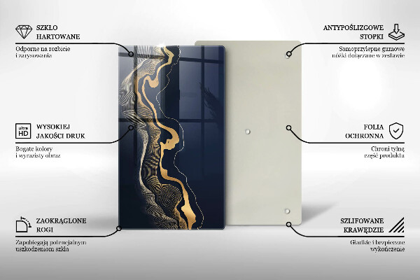 Planche à découper verre Lignes dorées abstraites