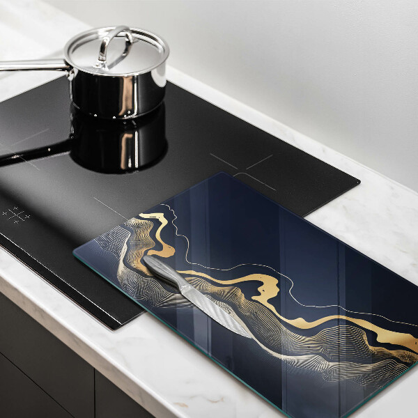 Planche à découper verre Lignes dorées abstraites