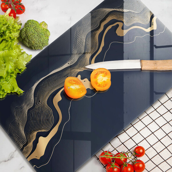 Planche à découper verre Lignes dorées abstraites