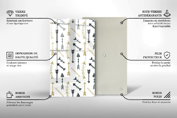 Planche à découper verre Modèle de flèches bohème