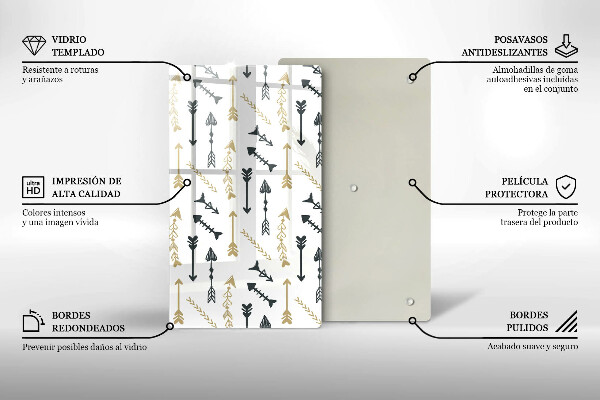 Planche à découper verre Modèle de flèches bohème