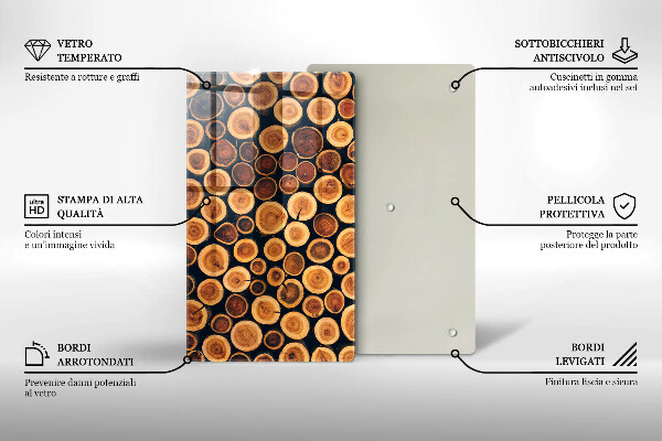 Planche à découper verre Des souches d'arbres en bois