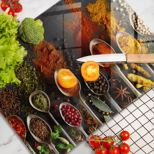 Planche à découper verre Cuillères aux épices