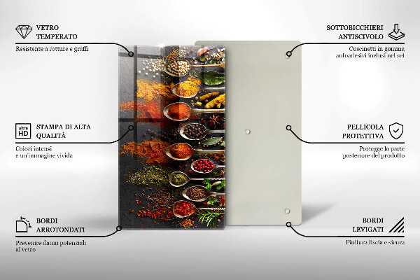 Planche à découper verre Cuillères aux épices