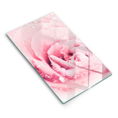 Protection pour plaque de cuisson Gouttes de rosée et fleur rose