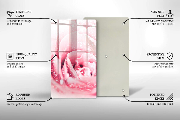 Protection pour plaque de cuisson Gouttes de rosée et fleur rose