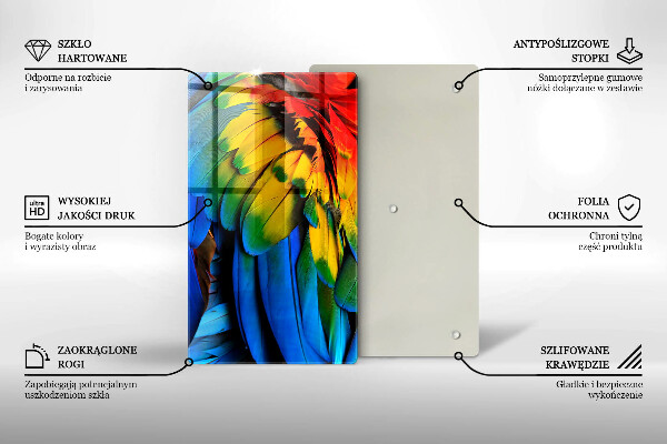 Protection pour plaque de cuisson Plumes de perroquet colorées