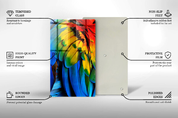 Protection pour plaque de cuisson Plumes de perroquet colorées