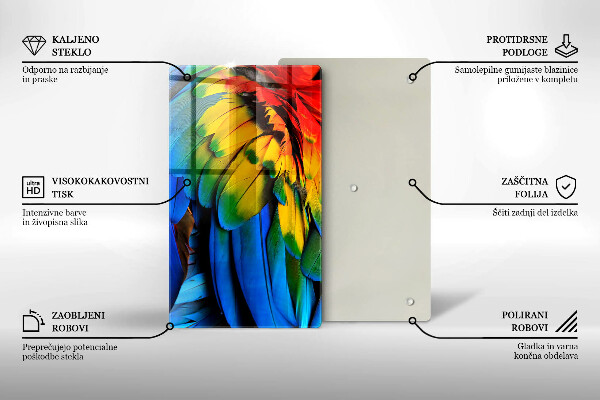 Protection pour plaque de cuisson Plumes de perroquet colorées