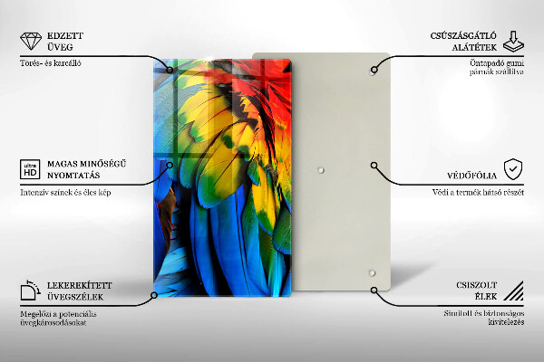 Protection pour plaque de cuisson Plumes de perroquet colorées