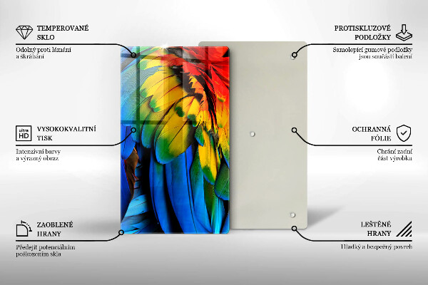 Protection pour plaque de cuisson Plumes de perroquet colorées